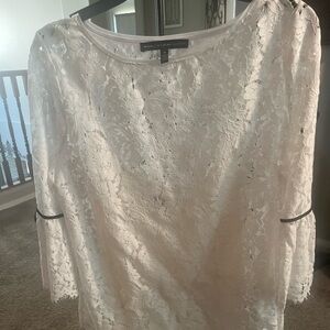 White House Black Market white lace top with attached sheath